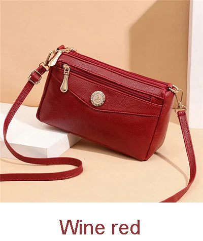 Women's Small PU Leather Messenger Bag Solid Shoulder Crossbody Clutch