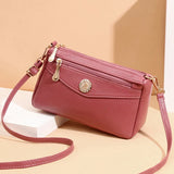 Women's Small PU Leather Messenger Bag Solid Shoulder Crossbody Clutch