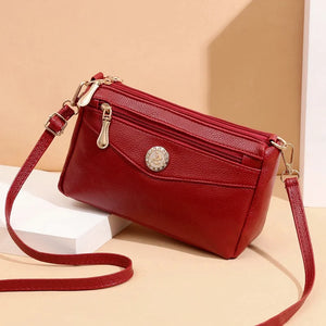 Women's Small PU Leather Messenger Bag Solid Shoulder Crossbody Clutch