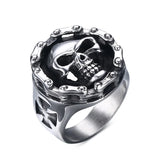 Skeleton Ring Titanium Steel Ghost Head Cycling Chain Punk Men's Ring