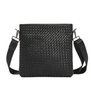 Men's Crossbody Sling Bag Weave PU Leather Messenger Bag
