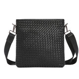 Men's Crossbody Sling Bag Weave PU Leather Messenger Bag