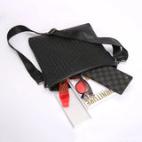 Men's Crossbody Sling Bag Weave PU Leather Messenger Bag