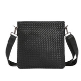 Men's Crossbody Sling Bag Weave PU Leather Messenger Bag