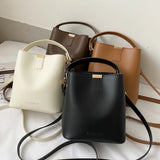 Small Bucket Bags Top Handle Handbags PU Leather Shoulder Messenger