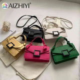 Crossbody Bag Knot Handle Women Top-handle Bag PU Leather Solid Flap Buckle