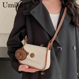 Small Crossbody Bag PU Leather Lightweight with Bear Pend