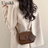 Small Crossbody Bag PU Leather Lightweight with Bear Pend