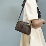 Vintage Leather Crossbody Bag for Women Zipper Shoulder Purse