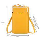 Mini PU Leather Crossbody Bag Women Yellow Phone Purse Zipper Flap