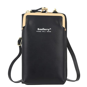 Mini PU Leather Crossbody Bag Women Yellow Phone Purse Zipper Flap