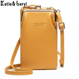 Mini PU Leather Crossbody Bag Women Yellow