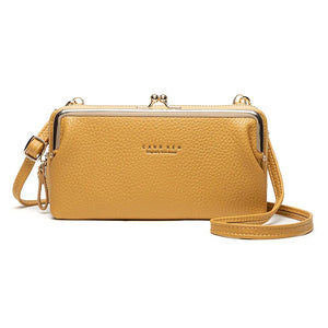 Women's Mini PU Leather Crossbody Bag Yellow Shoulder Messenger Phone Purse