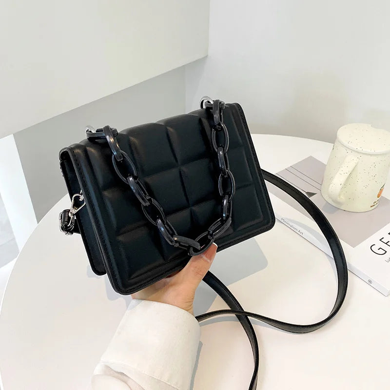 Women's Crossbody Bag Pu Leather Chains Mini Purse Handbag