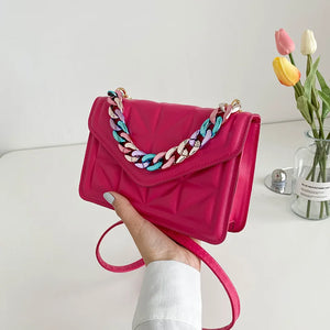 Plaid Ladies Shoulder Messenger Bag Chain Women Handbag