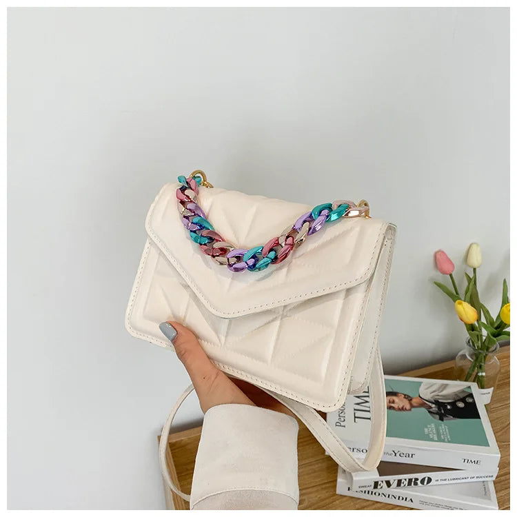 Plaid Ladies Shoulder Messenger Bag Chain Women Handbag