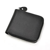 Men's Cow Leather Wallet Short Purse Zipper Money Bag