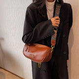 Small Messenger Bag for Women Retro Solid PU Leather Shoulder Crossbody Bags
