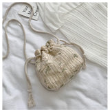 Small Shoulder Bags Women Beach Straw Woven Flower Embroidery Bags