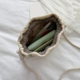 Small Straw Beach Bag Flower Embroidery Crossbody Handbag