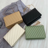 Small Square Handbag Chain Strap Crossbody Bag Embroidery Thread Shoulder Bag