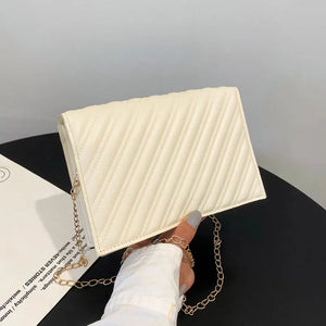 Small Square Handbag Chain Strap Crossbody Bag Embroidery Thread Shoulder Bag