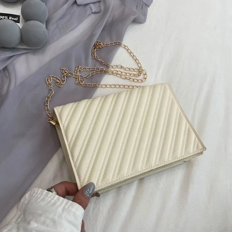 Small Square Handbag Chain Strap Crossbody Bag Embroidery Thread Shoulder Bag