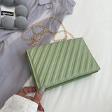 Small Square Handbag Chain Strap Crossbody Bag Embroidery Thread Shoulder Bag