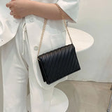 Small Square Handbag Chain Strap Crossbody Bag Embroidery Thread Shoulder Bag