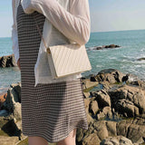 Small Square Handbag Chain Strap Crossbody Bag Embroidery Thread Shoulder Bag