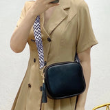 Small Square Satchel Tassel Handbags PU Leather Solid Casual Shopping