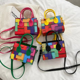 Rainbow Crossbody Messenger Bag Women Small Square Shoulder Phone Purse Handbag