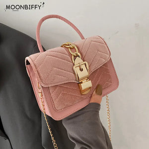 Small Square Women Bag Corduroy Handbag Shoulder Messenger Crossbody Bag