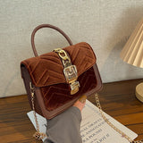 Small Square Women Bag Corduroy Handbag Shoulder Messenger Crossbody Bag