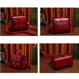 Square Lock Shoulder Bag Solid PU Leather Messenger