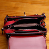 Square Lock Shoulder Bag Solid PU Leather Messenger
