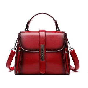 Square Lock Shoulder Bag Solid PU Leather Messenger