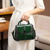 Small Square Women Shoulder Bag Lock Solid PU Leather Messenger Bag