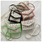 Small Square Women Shoulder Crossbody Bag Cherry Pattern Female