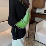 Thick Chain Saddle Shoulder Bag PU Leather Handbag Crossbody Bag