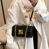 Small Women Bags Chain Shoulder Bag Solid Stitching Bag Mini Square Bag