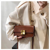 Small Women Bags Chain Shoulder Bag Solid Stitching Bag Mini Square Bag