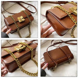 Small Women Bags Chain Shoulder Bag Solid Stitching Bag Mini Square Bag