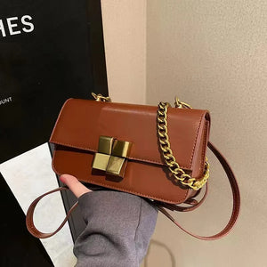 Small Women Bags Chain Shoulder Bag Solid Stitching Bag Mini Square Bag