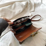 Small Women Bags Chain Shoulder Bag Solid Stitching Bag Mini Square Bag