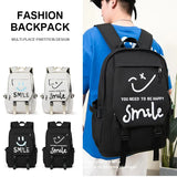 Smiley Women Backpack School Bag Waterproof Travel Backpacks