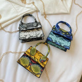Snake Print PU Shoulder Bag Chain Crossbody Lipstick Bag