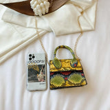 Snake Print PU Shoulder Bag Chain Crossbody Lipstick Bag