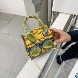 Snake Print PU Shoulder Bag Chain Crossbody Lipstick Bag