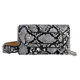 Snake Print Shoulder Waist Fanny Packs Women PU Leather Chain Chest Bags